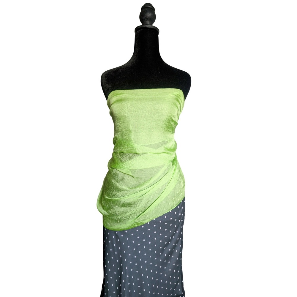 Tropical Euro Summer Whimsy Lime Green 100% Silk Large Sheer Square Scarf